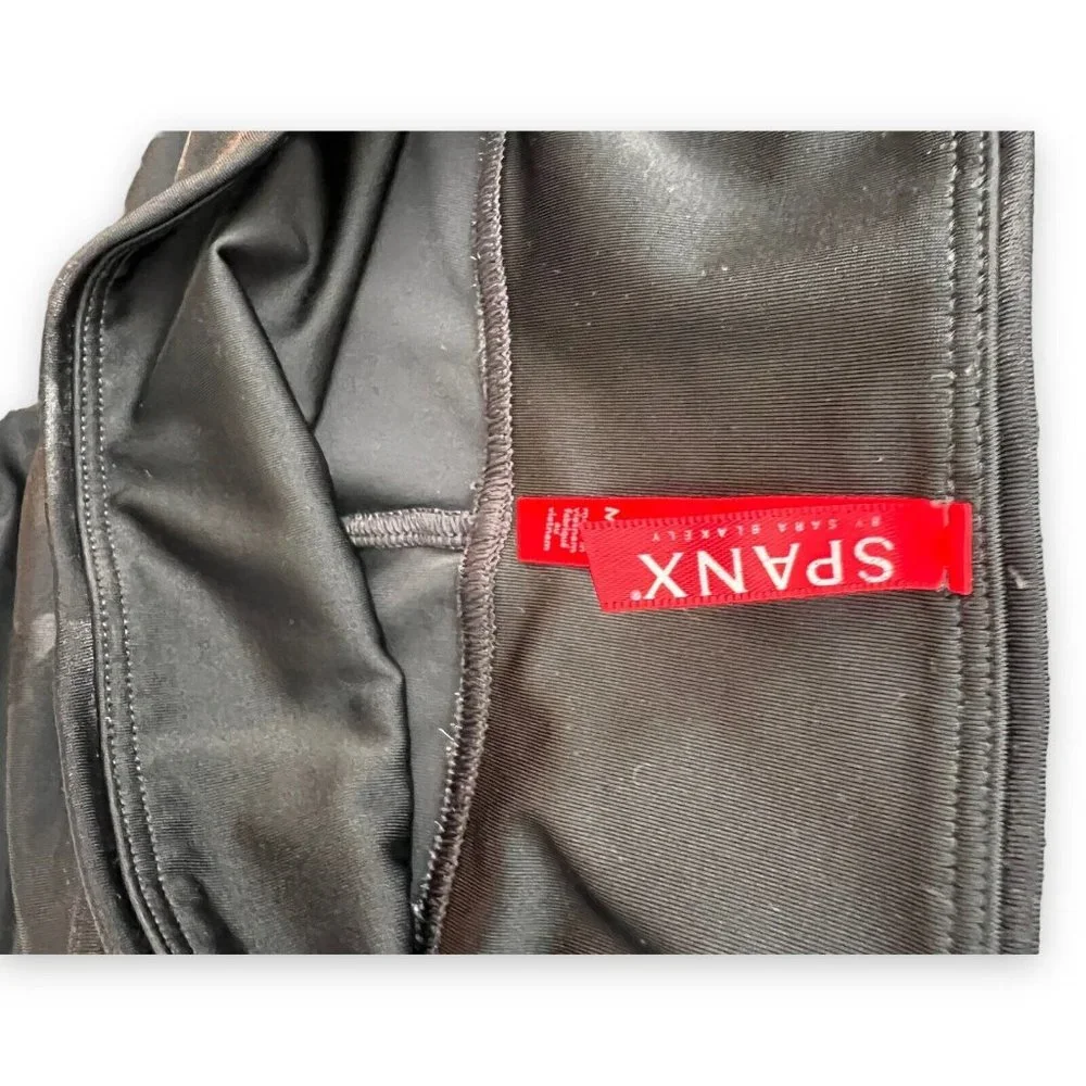 Spanx‎ Black Matte Camo Leggings Womens Medium Faux Leather High Waist